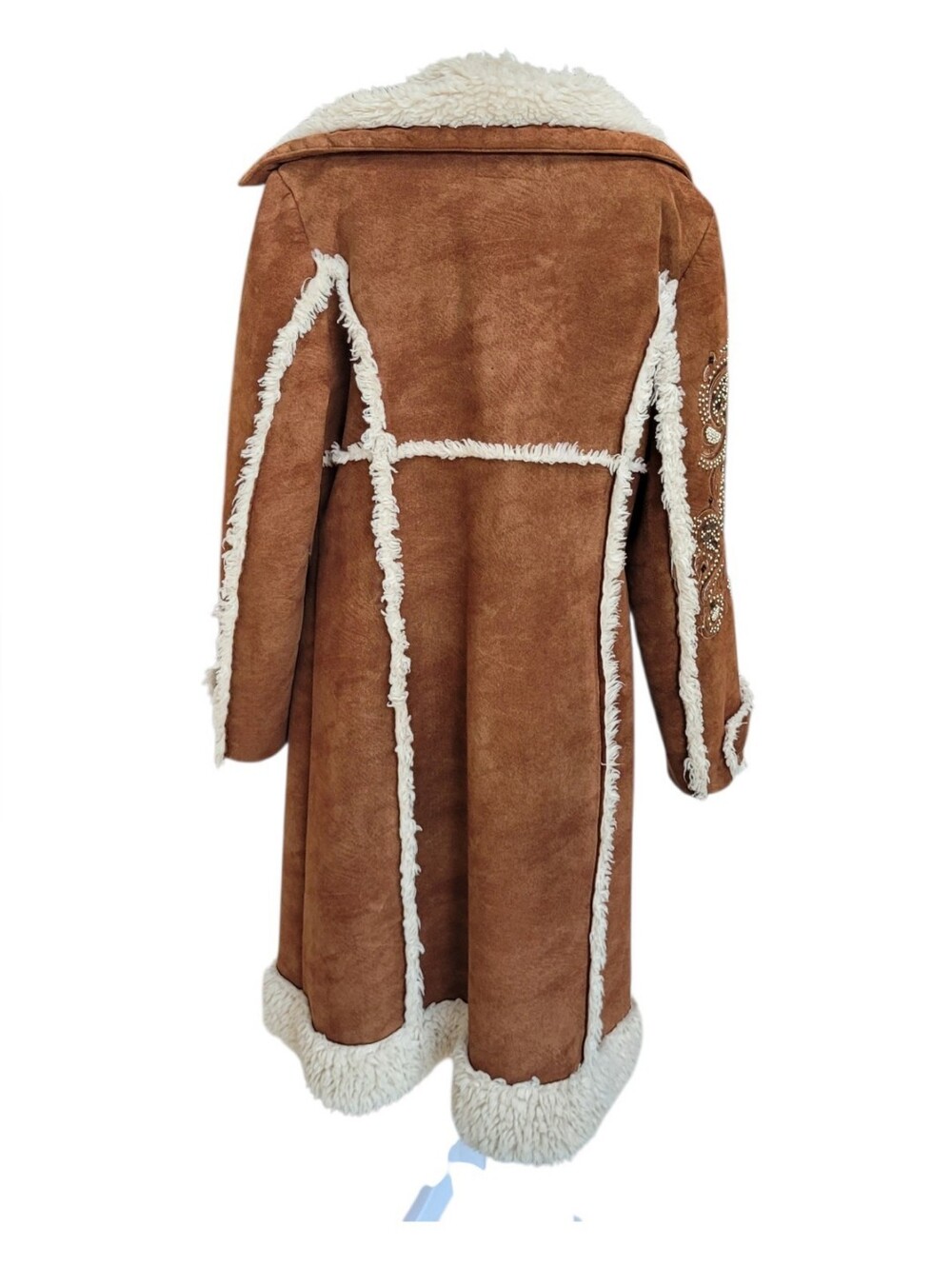 *Rare* Vintage Wilsons Leather Penny Lane Coat Faux Suede Embroidered Trim Boho - Picture 2 of 14